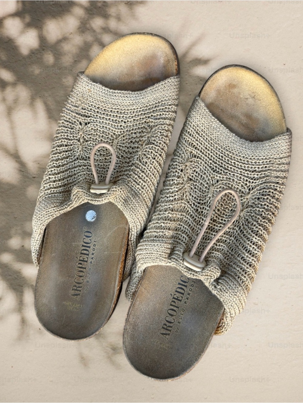 Arcopedico Knit Slide Clogs in Beige